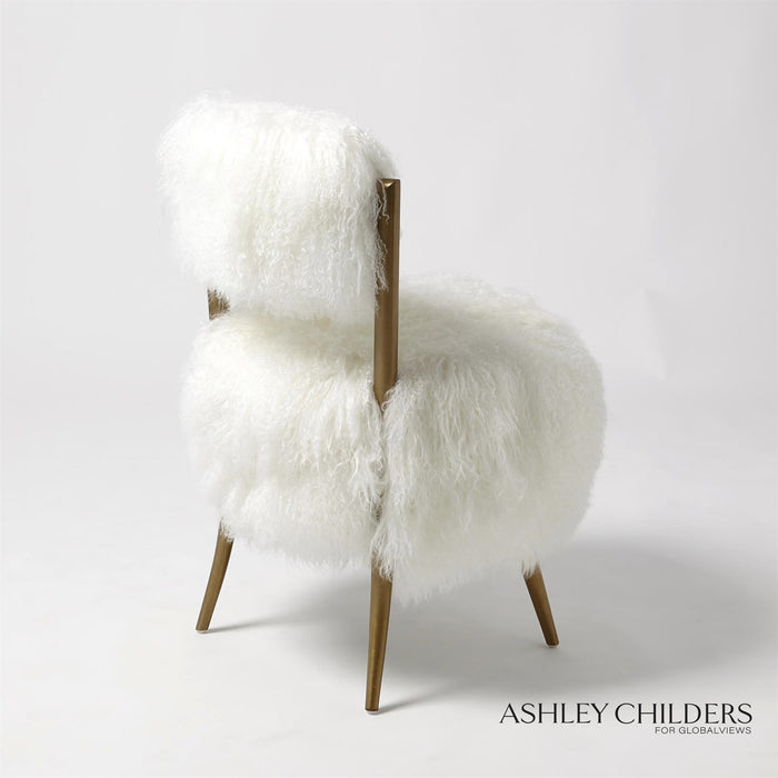 Global Views Hailey Chair-Mongolian Lamb by Ashley Childers