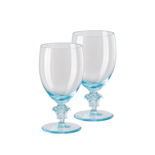 Versace Medusa Lumiere 2/Short Stem Water Goblet Set Of Two - Teal