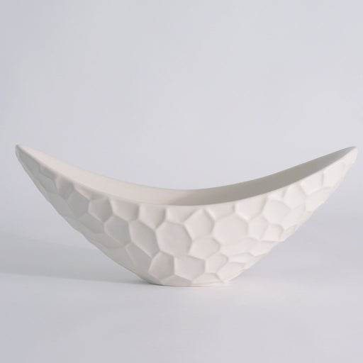 Global Views Honeycomb Long Bowl Matte White