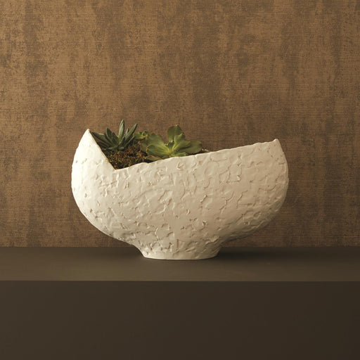 Global Views Asymmetrical Stipple Bowl-Matte White