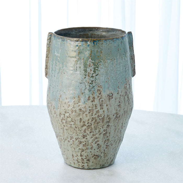 Global Views Pinch Pot Vase Reactive Seafoam