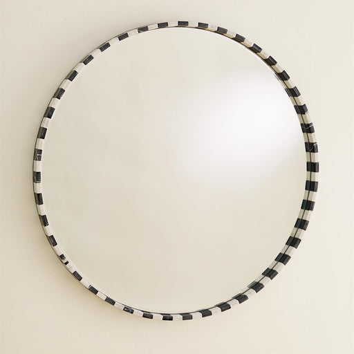 Global Views Black/White Marble Mirror Round