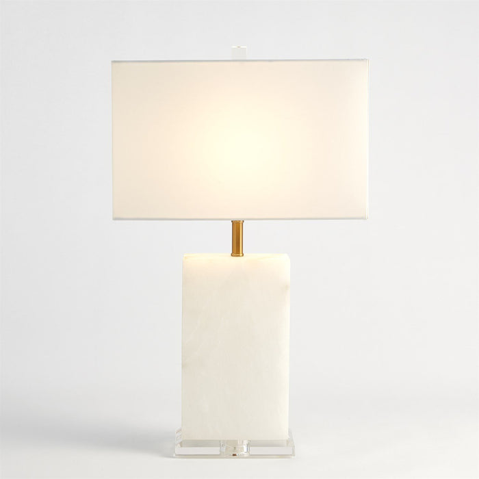 Global Views Alabaster Rectangular Table Lamp Brass