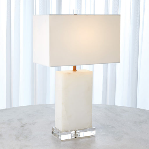 Global Views Alabaster Rectangular Table Lamp Brass