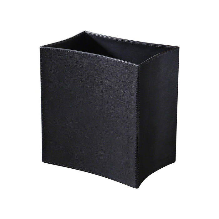 Global Views Folded Leather Wastebasket