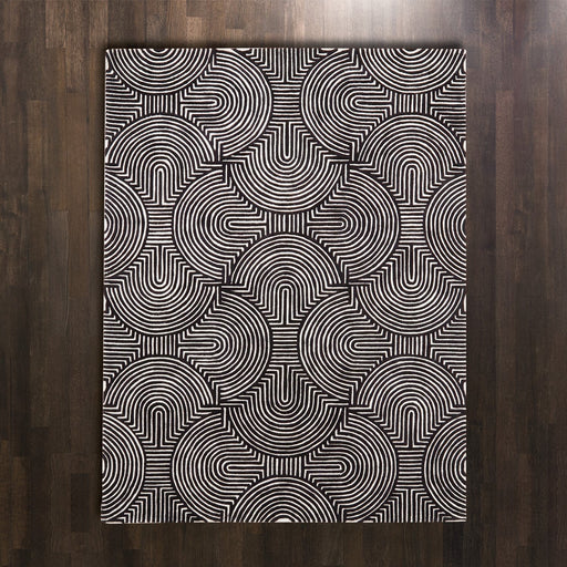 Global Views Arches Rug-Black/Ivory