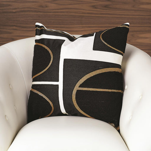 Global Views Brass Loop Pillow-Beige/Black