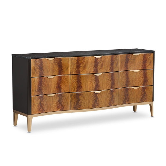 Michael Amini Malibu Crest Crotch Mahogany Storage Dresser