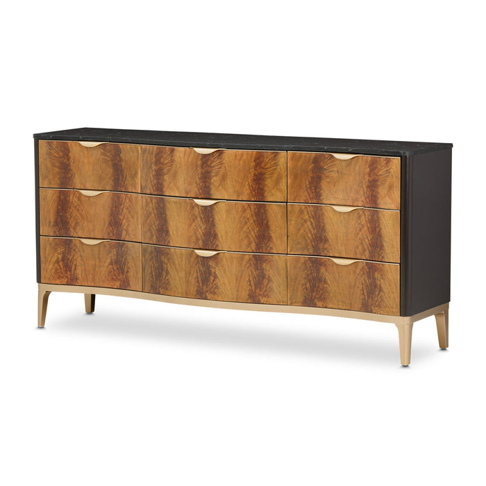 Michael Amini Malibu Crest Crotch Mahogany Storage Dresser