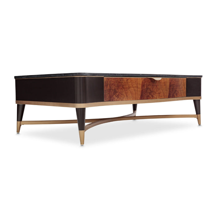 Michael Amini Malibu Crest Crotch Mahogany Rectangular Cocktail Table