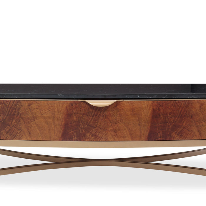 Michael Amini Malibu Crest Crotch Mahogany Rectangular Cocktail Table