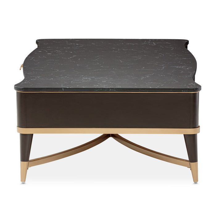 Michael Amini Malibu Crest Crotch Mahogany Rectangular Cocktail Table