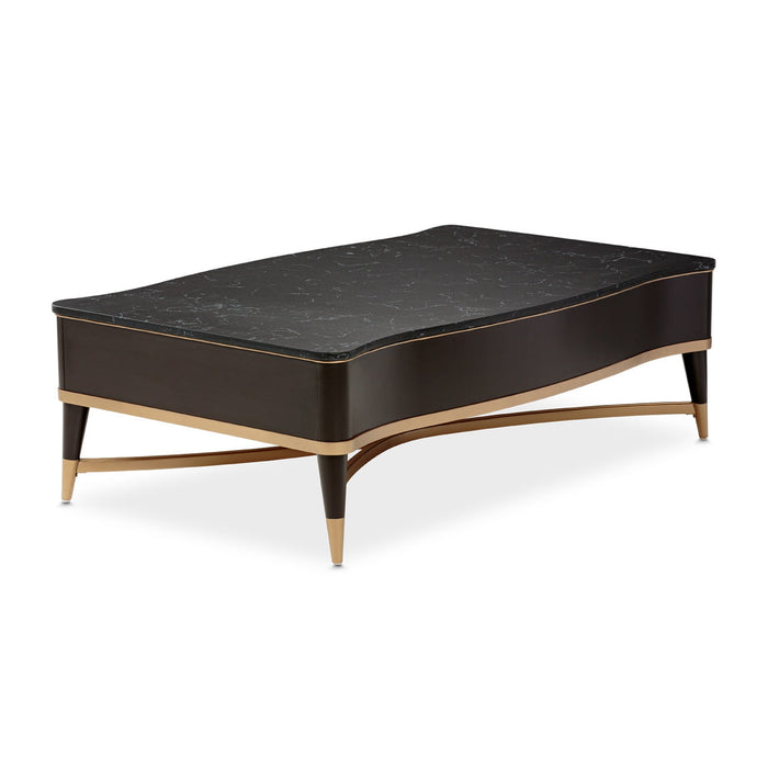 Michael Amini Malibu Crest Crotch Mahogany Rectangular Cocktail Table