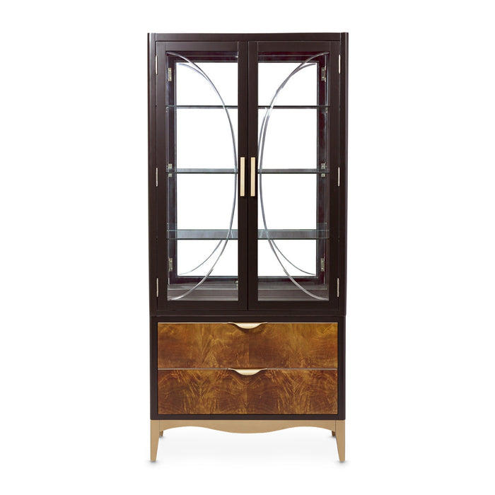 Michael Amini Malibu Crest Crotch Mahogany Display Cabinet