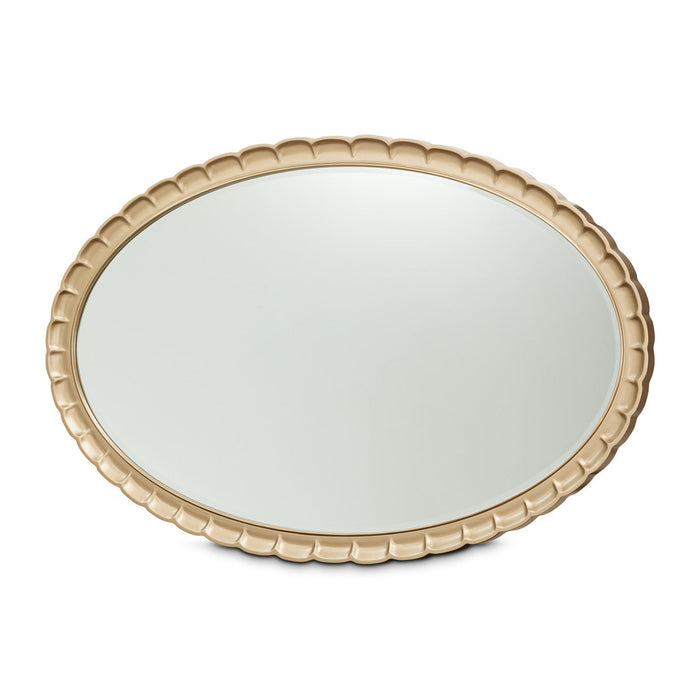 Michael Amini Malibu Crest Crotch Mahogany Oval Wall Mirror