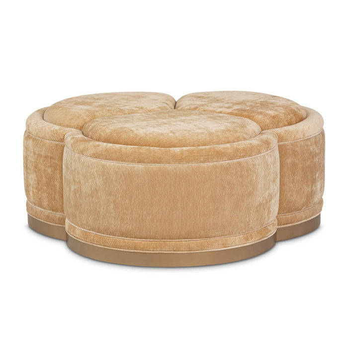 Michael Amini Malibu Crest Crotch Mahogany Cocktail Ottoman