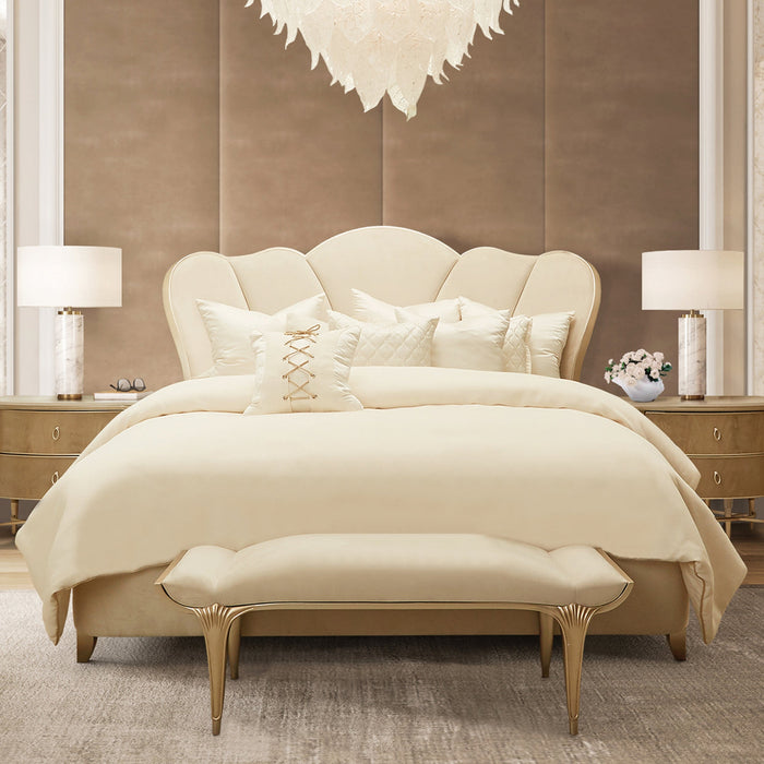 Michael Amini Villa Cherie Caramel Tufted Upholstered Bed