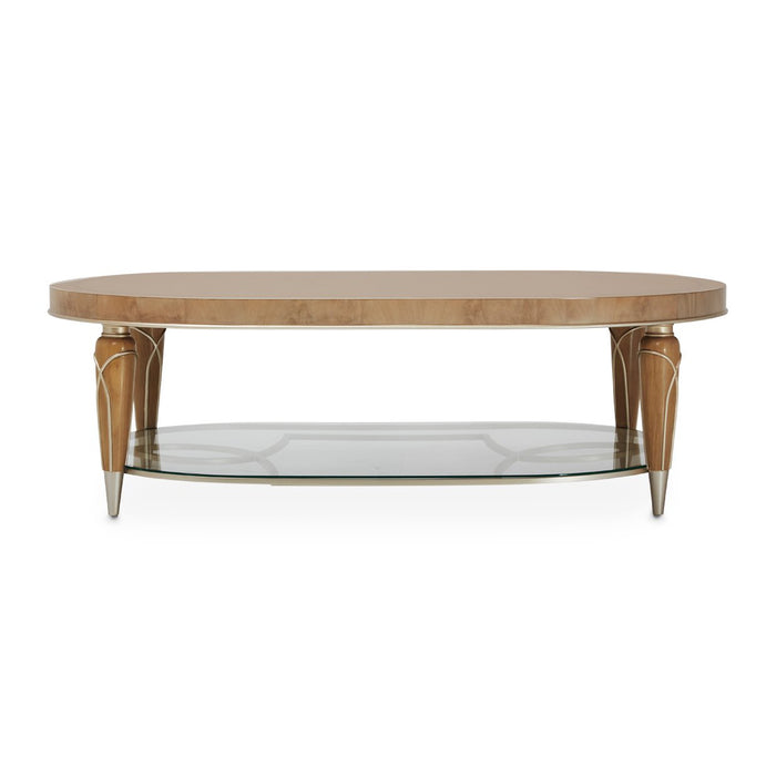 Michael Amini Villa Cherie Caramel Oval Cocktail Table