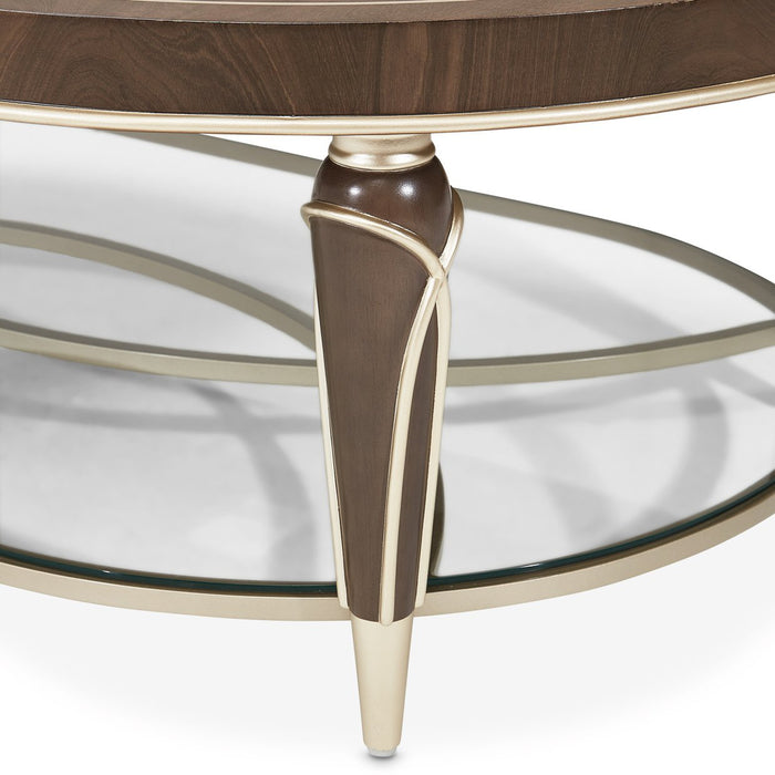 Michael Amini Villa Cherie Hazelnut Oval Cocktail Table