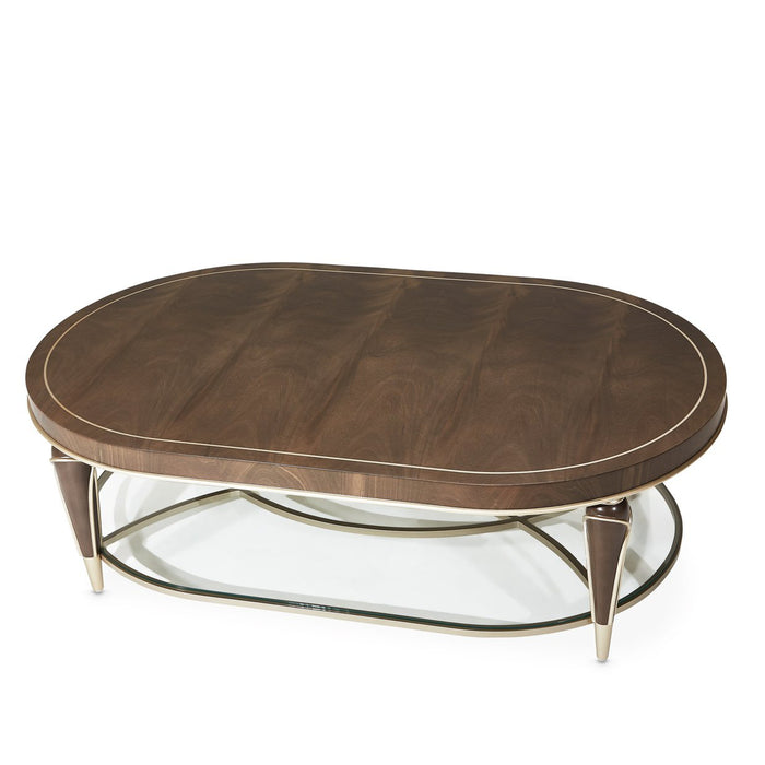 Michael Amini Villa Cherie Hazelnut Oval Cocktail Table