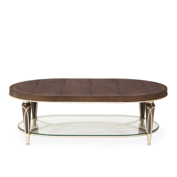 Michael Amini Villa Cherie Hazelnut Oval Cocktail Table