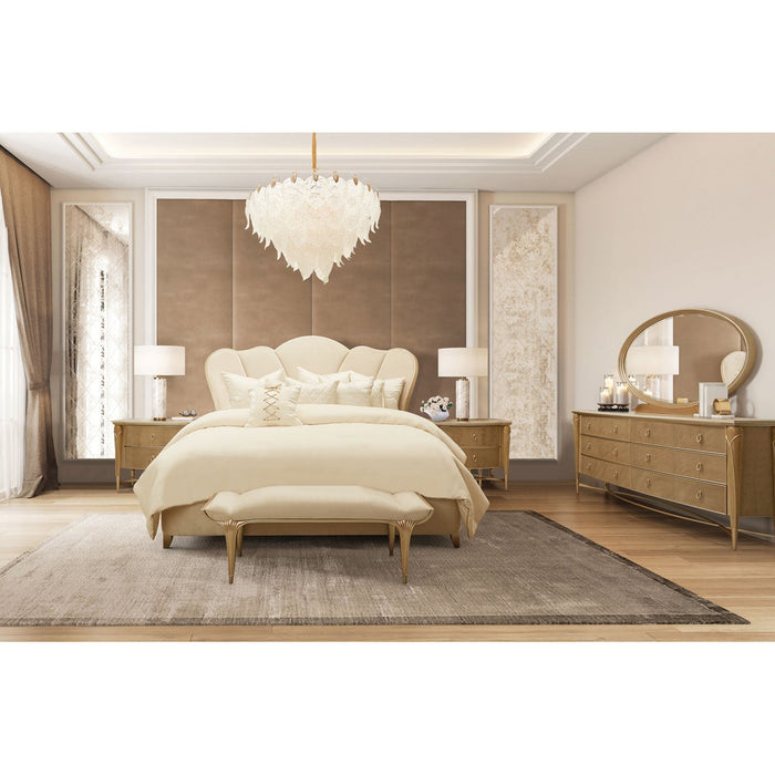 Michael Amini Villa Cherie Caramel Bed Bench