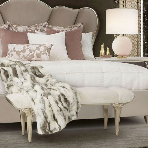 Michael Amini Villa Cherie Hazelnut Bed Bench