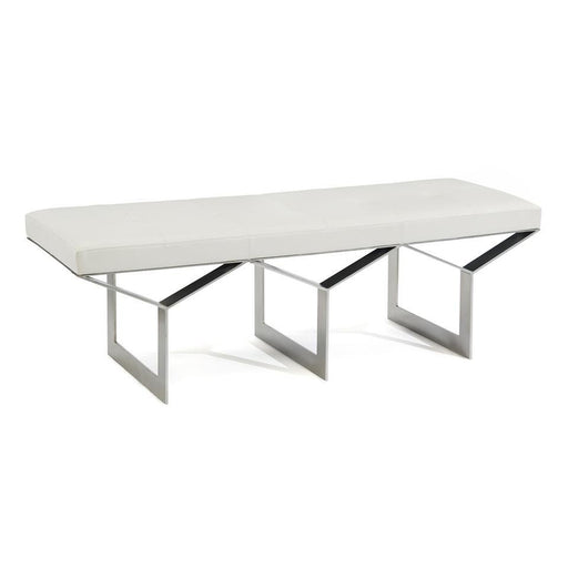 John Richard Transverse Leather And Steel Bench