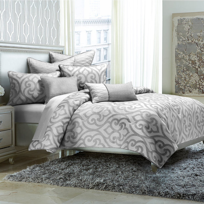 Michael Amini Canterbury Comforter Set Silver