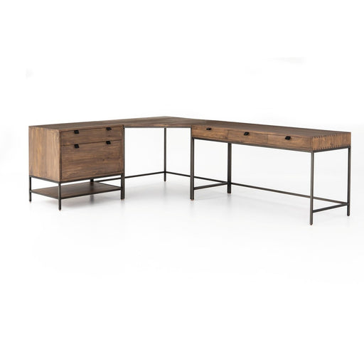 Four Hands Trey L-Shaped Desk System With Filing Cabinet