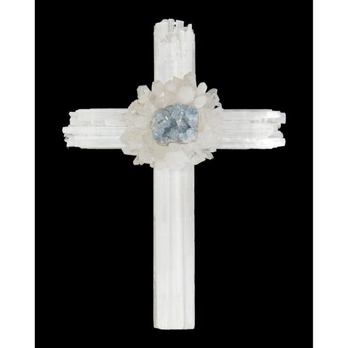 John Richard Selenite Cross With Celestite