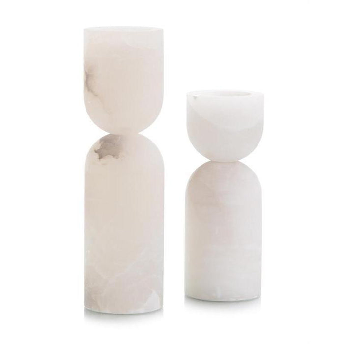 John Richard Set Of Two Alabaster Candleholders