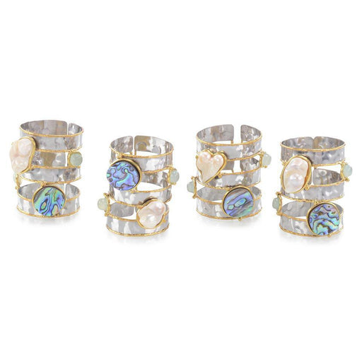 John Richard Set Of Four Abalone And Pearl Napkin Rings