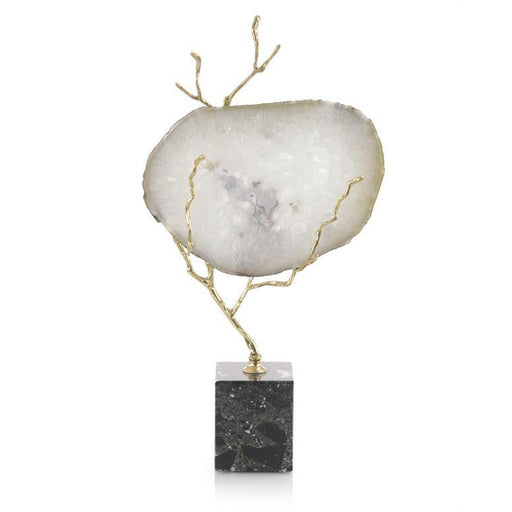 John Richard White Agate Held In Brass Branch