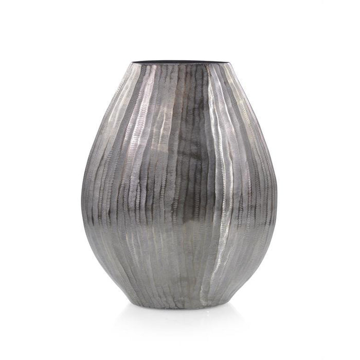 John Richard Smoky Black Chiseled Oval Vase