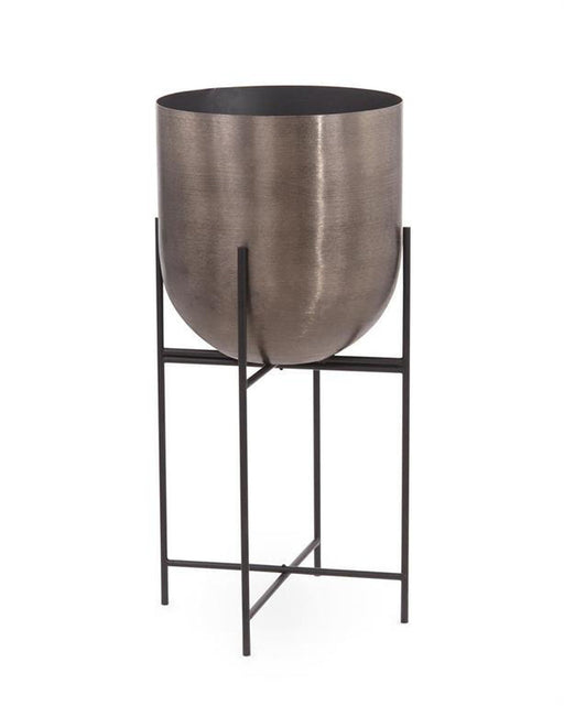 John Richard Brushed Smoky Black Iron Planter