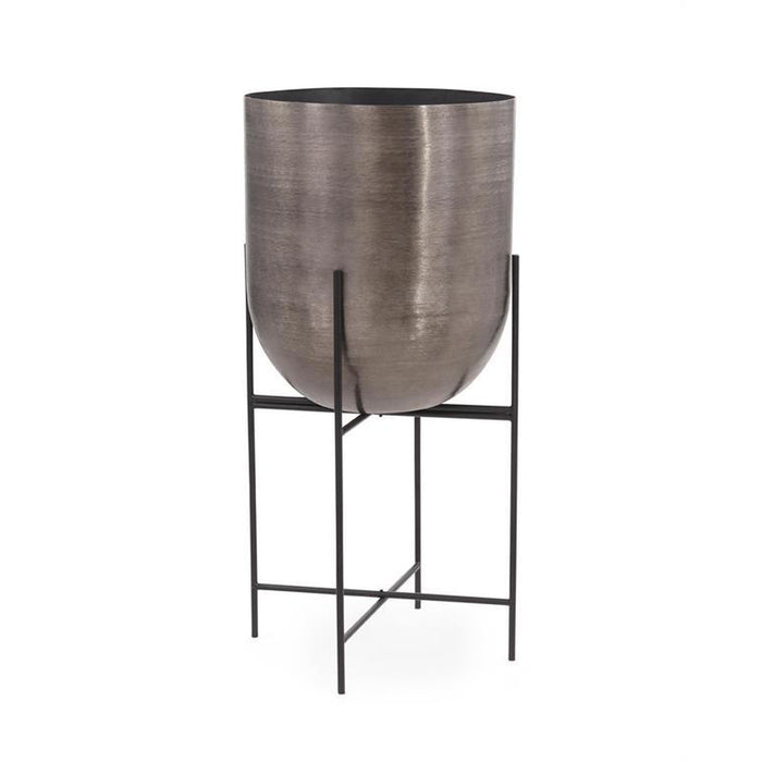 John Richard Brushed Smoky Black Iron Planter