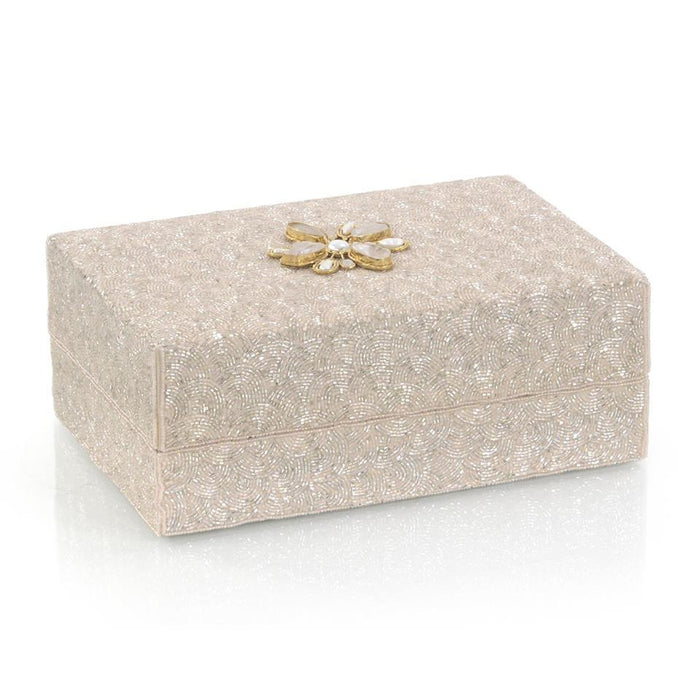 John Richard Hand-Beaded Box In Cream