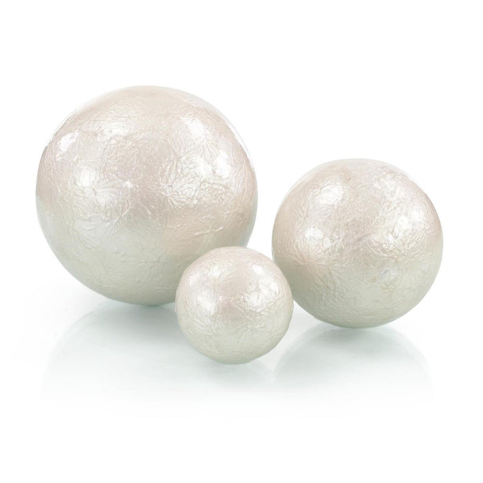 John Richard Set Of Three White Pearlized Balls