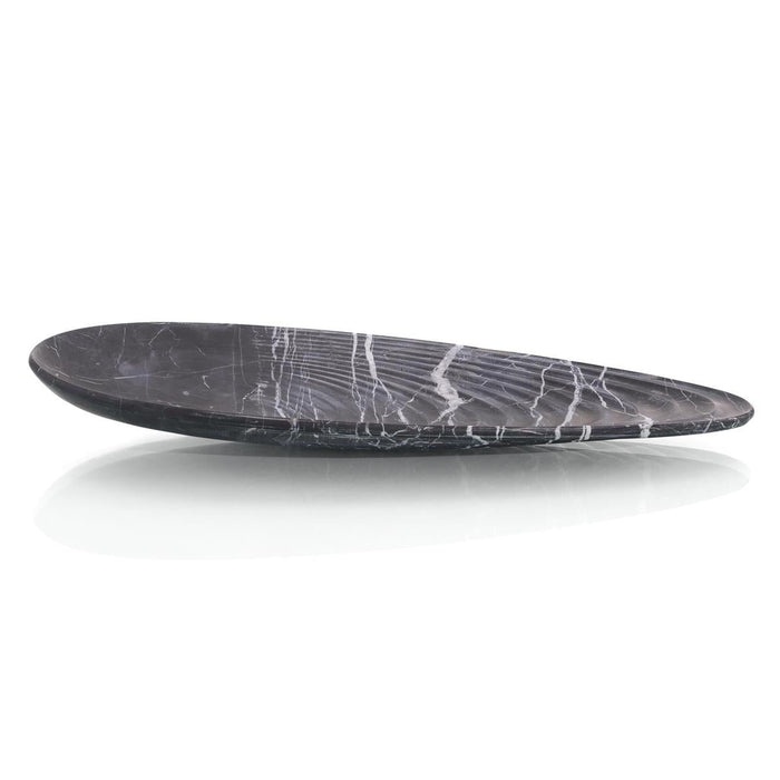 John Richard Carved Teardrop Black Marble Tray I