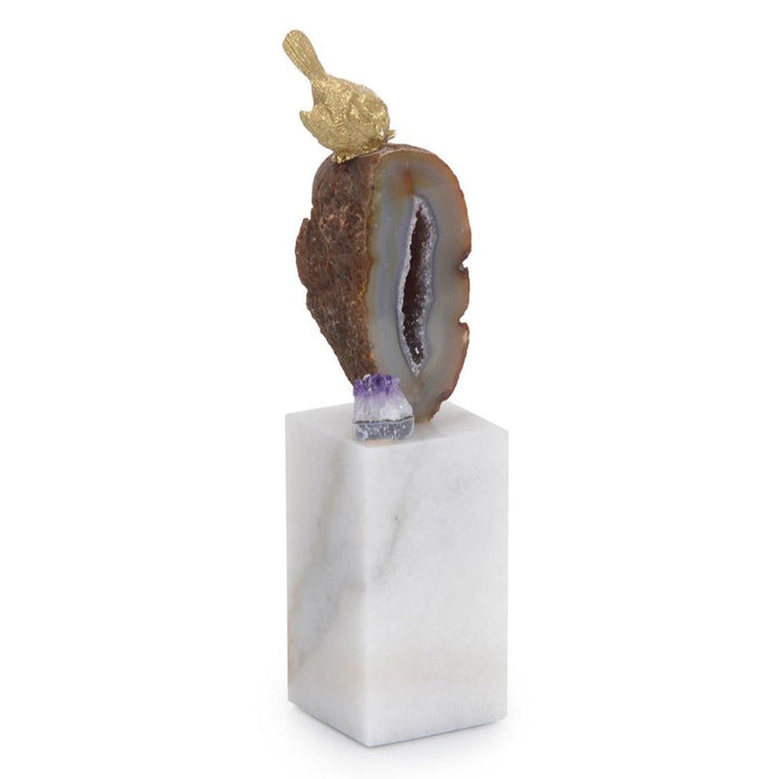 John Richard Brass Bird And Geode Sculpture I