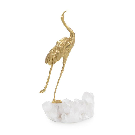 John Richard Brass Crane And Quartz Sculpture I