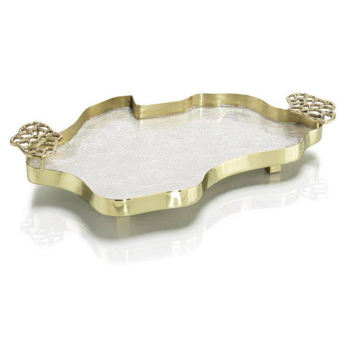 John Richard Brass And Iridescent White Tray