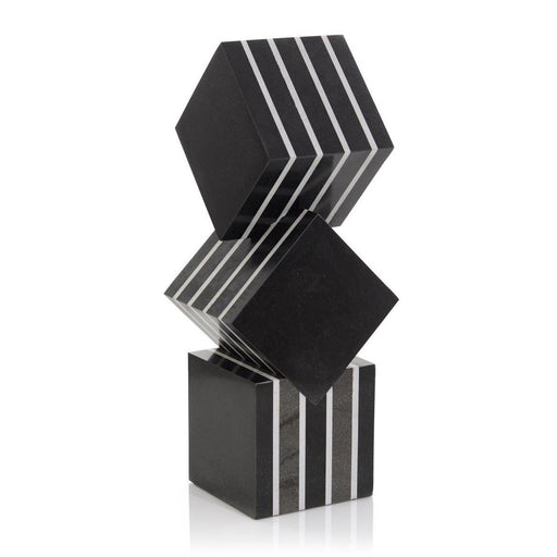 John Richard Cubed Black Marble Sculpture