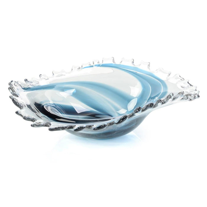 John Richard Hand-Blown Blue And Clear Glass Bowl