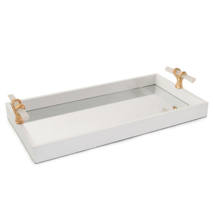 John Richard White Tray With Selenite Handles