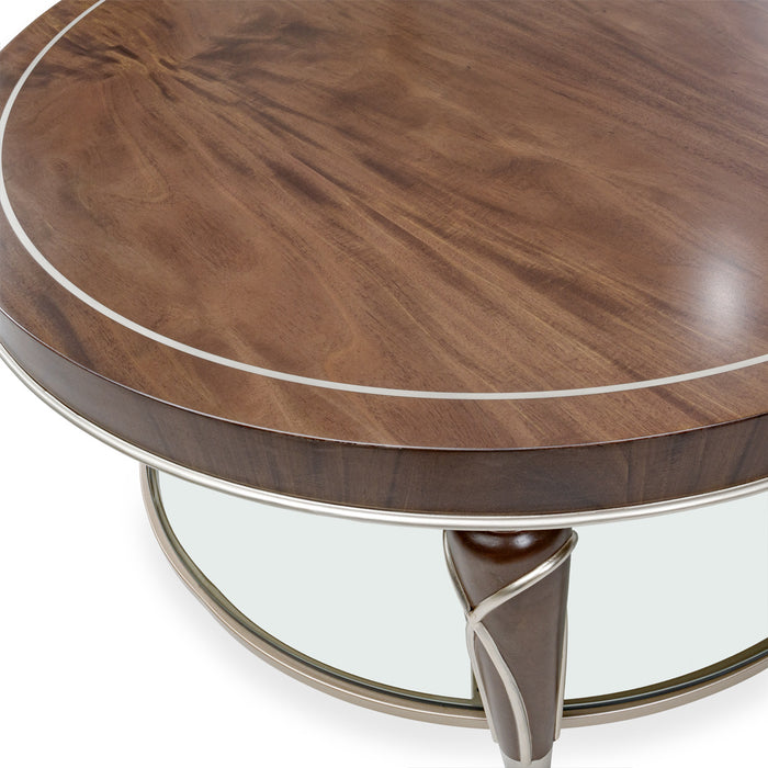 Michael Amini Villa Cherie Hazelnut Oval Cocktail Table