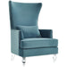 TOV Furniture Bristol Sea Blue Velvet Chair with Lucite Legs