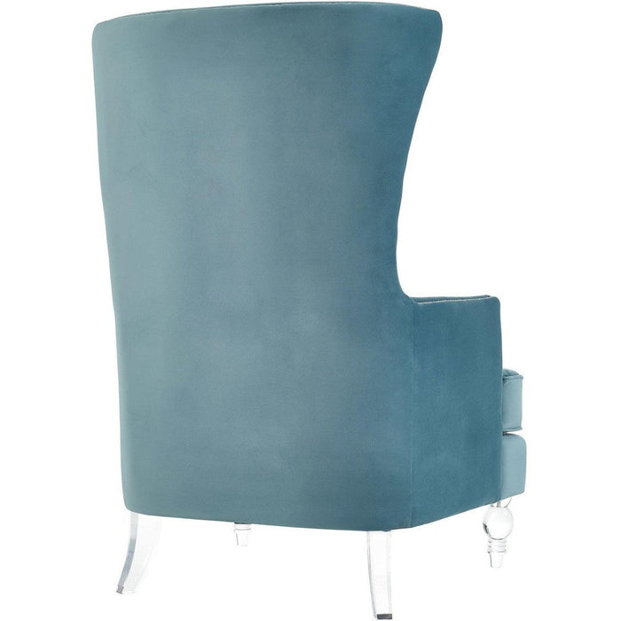 TOV Furniture Bristol Sea Blue Velvet Chair with Lucite Legs