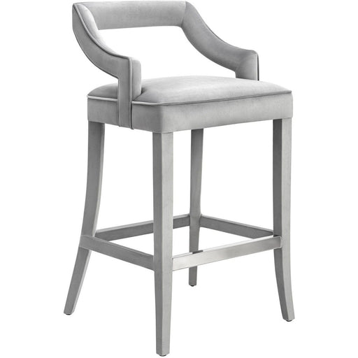 TOV Furniture Tiffany Grey Velvet Bar Stool